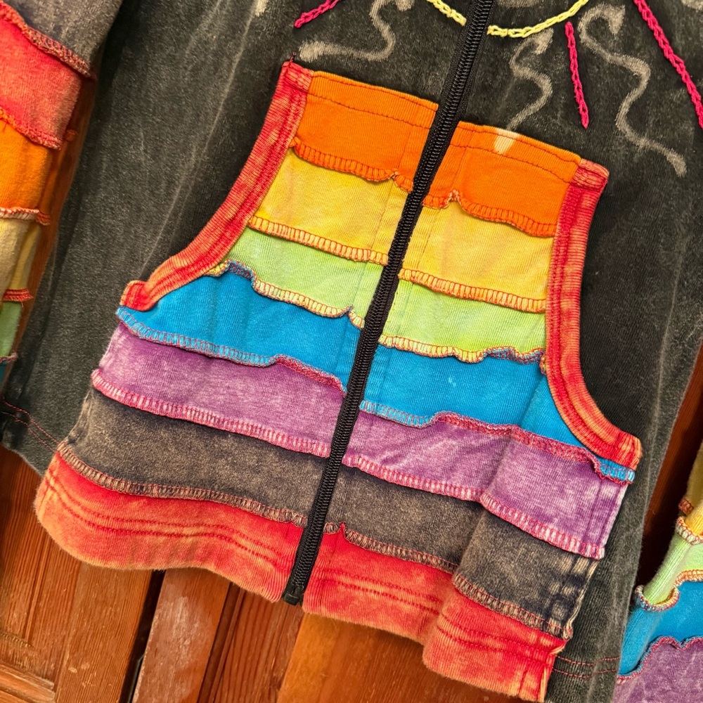 Rainbow Patchwork Full Zip Hoodie - image 4